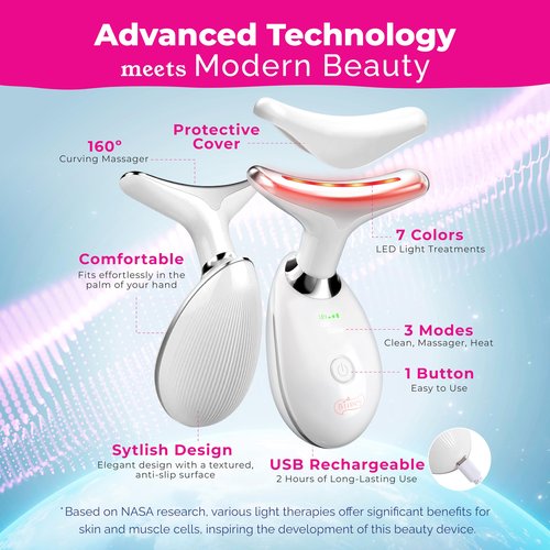 Facial Massager, Red Light Therapy for Face and Neck, Face Lift Device for Skin Care, Self Care Microcurrent Facial Device, Lymphatic Drainage Massager, True Beauty Glow Sculptor Double Chin Gha Sha