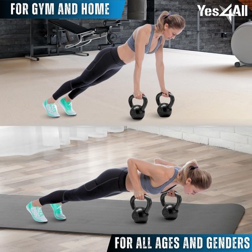 Yes4All 35 lb Kettlebell Cast Iron for Dumbbell Weights Exercises, Gym, Fitness, Full Body Workout Equipment Push up, Grip and Strength Training