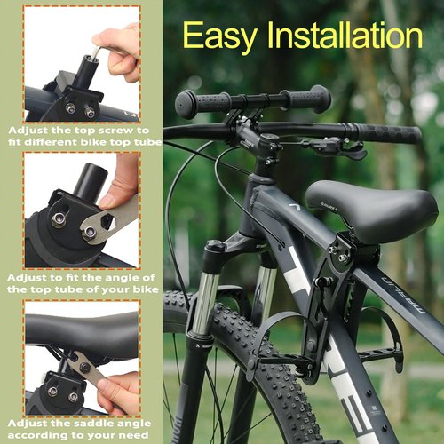 saurka Upgraded Kid Bike Seat Front Mounted and Handlebar for Mountain Bike Parent-Child Cycling, Child Bicycle Seat&Child Handlebar for All Adult MTB Bike Cycling(Handlebar+Seat)