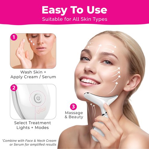 Facial Massager, Red Light Therapy for Face and Neck, Face Lift Device for Skin Care, Self Care Microcurrent Facial Device, Lymphatic Drainage Massager, True Beauty Glow Sculptor Double Chin Gha Sha