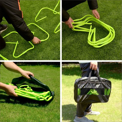 CAIKEI Agility Speed Hurdles Upgraded Training Hurdles Adjustable Height,Ultra Durable All-in-One Speed Hurdles with Carrying Handle, 6 Pack