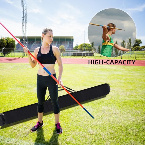 Klmnop Javelin Carrying Bag, 108" Heavy Duty Javelin Carrying Case with Handle Hold Up to 10 Javelins, Portable Storage Bag for Track and Field Throwing Equipment(Black)