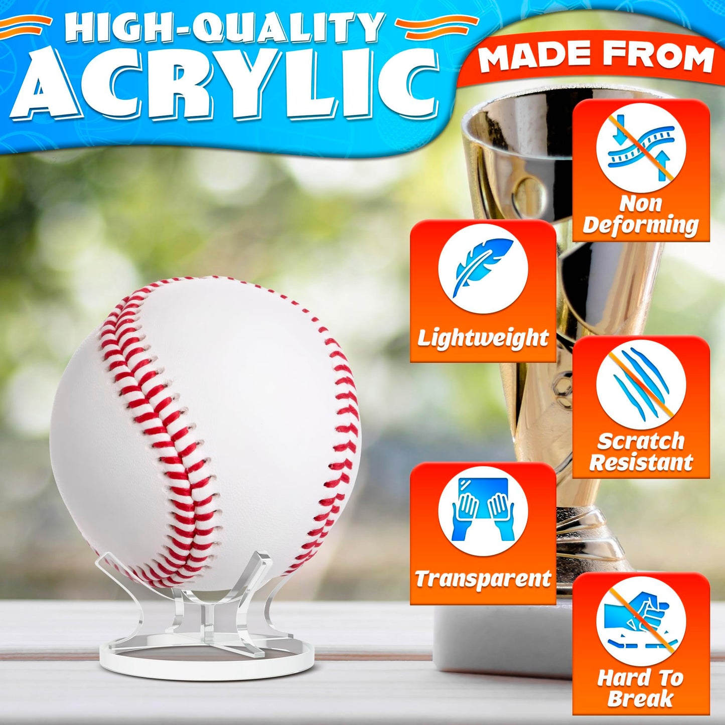 LIBERHAUS Baseball Holder Stand, 1.96 in Clear Acrylic Small Ball Display