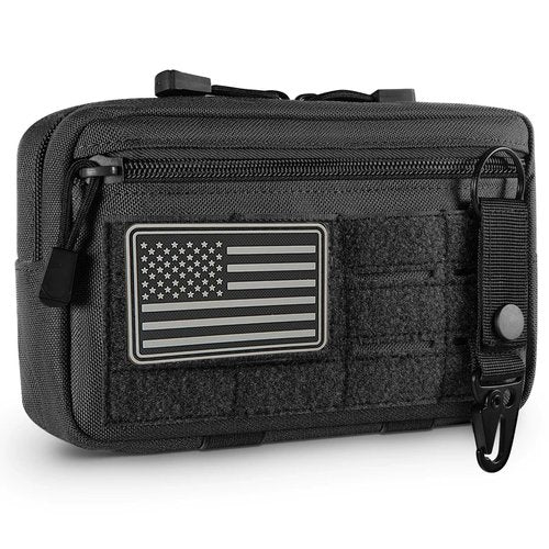 Tactical Molle Pouches Tactical Admin Pouch Compact Molle EDC EMT Utility Bag Gadget Gear Bag Military Organizer Tool Pouch of Double Layer Design Medical(Black)