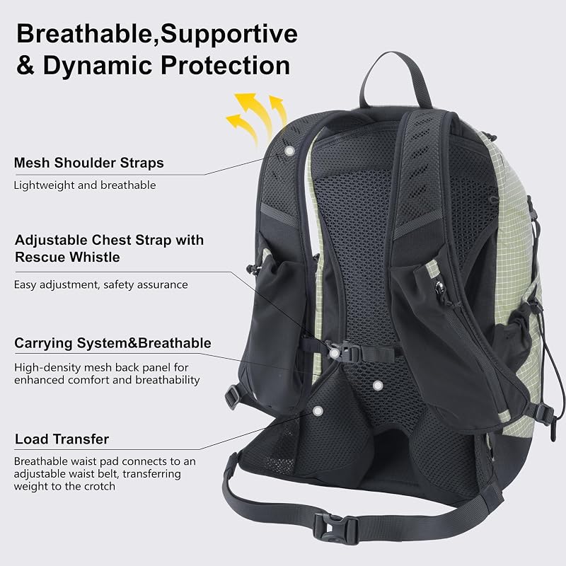 N Nevo Rhino 17L Hiking Backpack with Rain Cover - Green