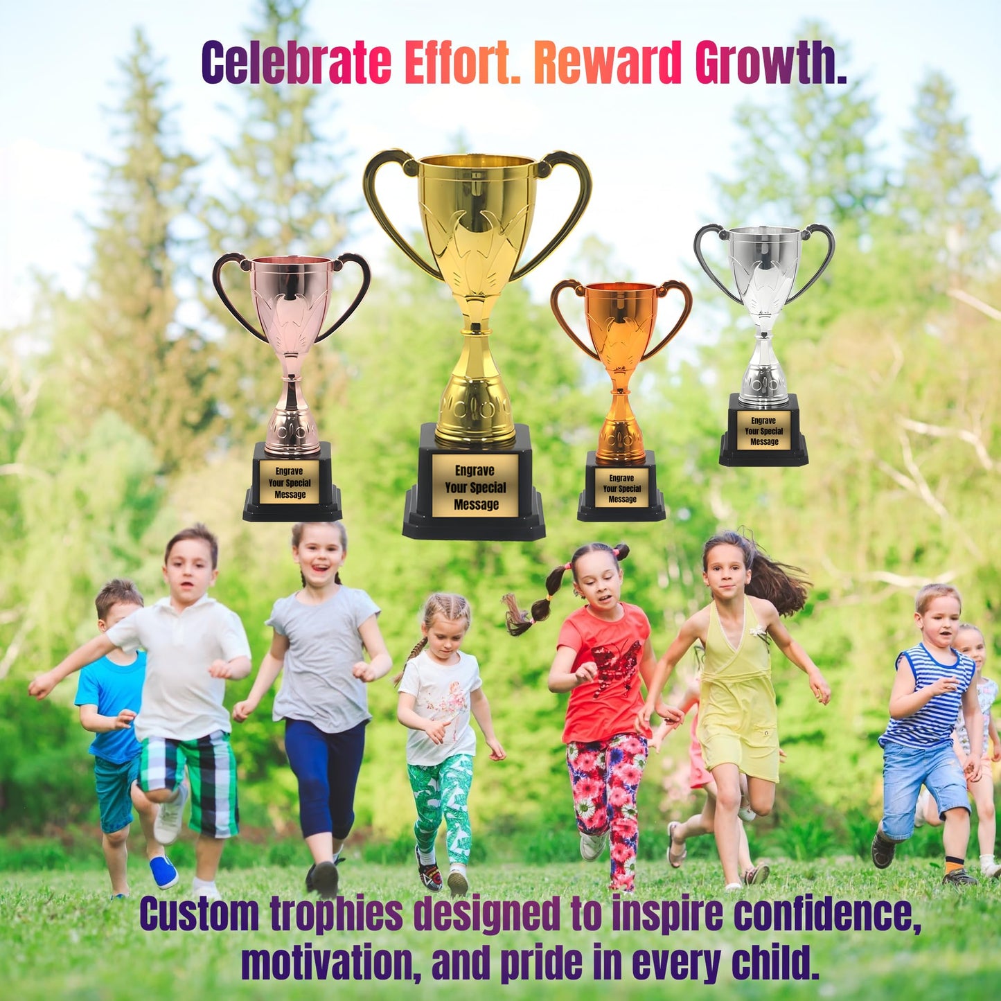 TYRINHAI Custom Trophy Award – Personalized Gold Cup Trophy with Engraved Text, Customizable Trophy for Adults & Kids, Small Gold Trophy for Game Night, Family, Office & Celebrations