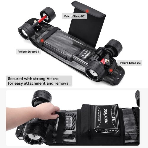 maxfind Professional Skateboard Backpack Waterproof Durable Multi-Functional Sports Bag for Electric Skateboard & Longboard, Commuting Travel Backpack with Adjustable Straps