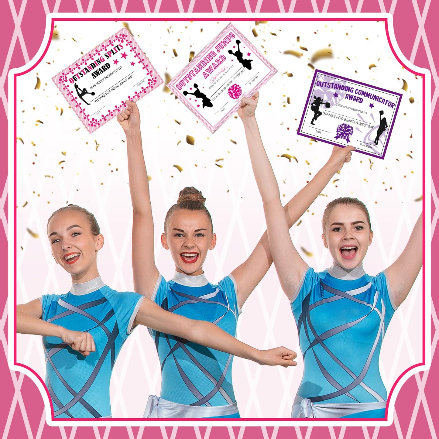 Geyoga 40 Pcs Cheerleading Award Certificates Recognition Certificate of Achievement Competition Diplomas Encouraging Gift for Adult Cheerleading Party, 7.87 x 5.91 Inch