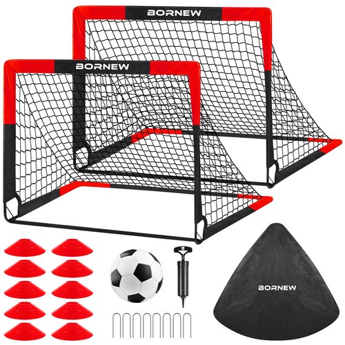 Kids Soccer Goal for Backyard Set - 2 Set Toddler Soccer Nets Training Equipment with Soccer Ball, 4x3 ft Pop Up Portable Soccer Set for Kids and Youth Games and Training Goals Ages 3-16 Gift