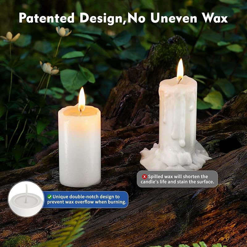 20 Pack 15H Unscented Emergency Candles with Notch-Head - White Pillar Lantern Candles (Variation: 20+Notch-head)
