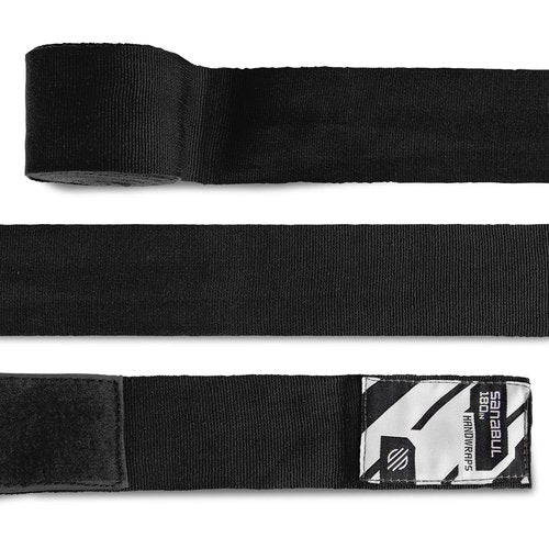 Sanabul Elastic 180 inch Boxing Hand Wraps for Boxing Gloves Muay Thai Kickboxing MMA Wraps for Men & Women, Black,180"