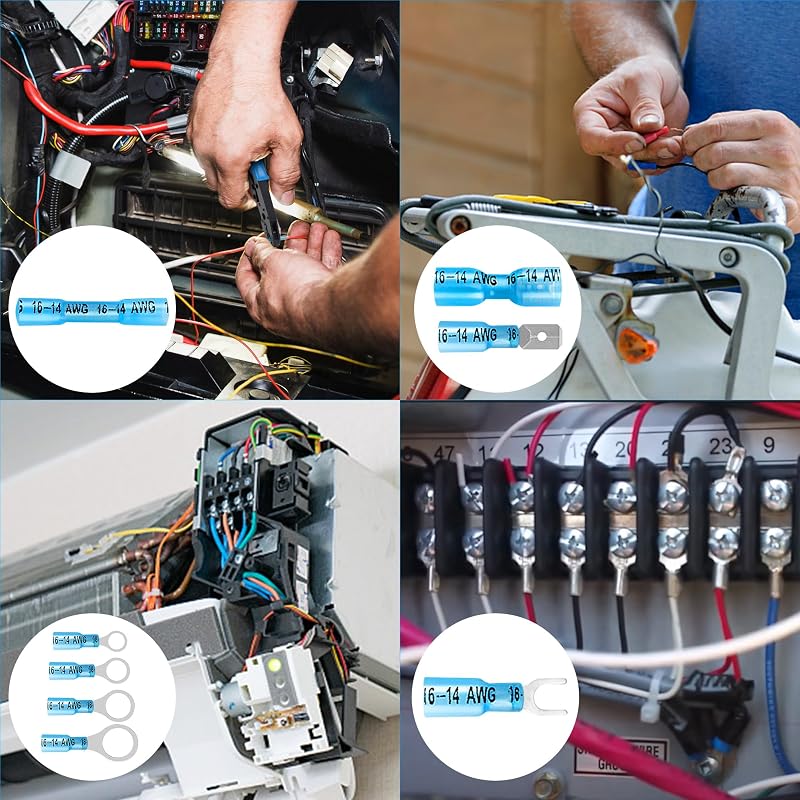 600 Pcs Heat Shrink Wire Connectors Kit - Insulated Ring, Fork, Spade, Butt & Schrink Terminals for Automotive Marine