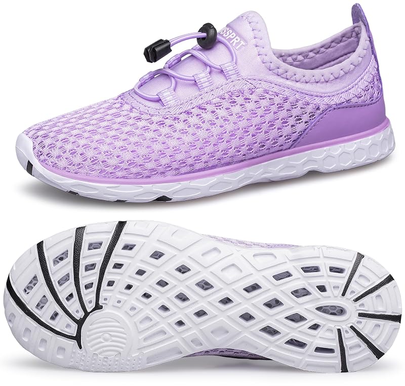 DOUSSPRT Water Shoes for Kids - Quick-Dry Beach Pool Shoes, Purple 4 Big Kid