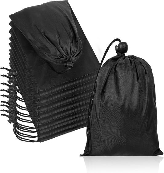 12pcs Black Oxford Cloth Drawstring Bag,Waterproof Cinch Ditty Bag,String Bags for Gifts Games Storage DIY for Women Men