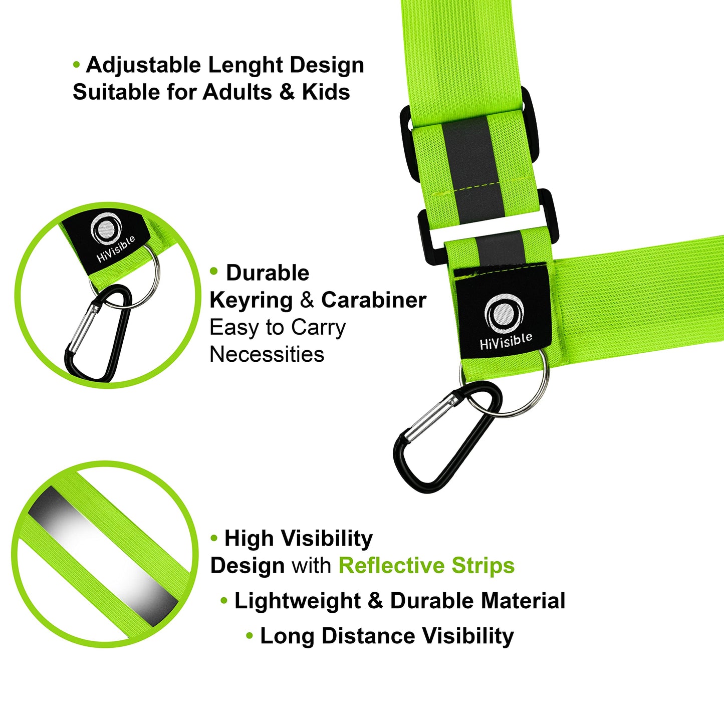 HiVisible | Reflective Sash for Walking at Night Adjustable Safety Sash for Men Women Kids Reflective Belt Sash for Running Walking Biking
