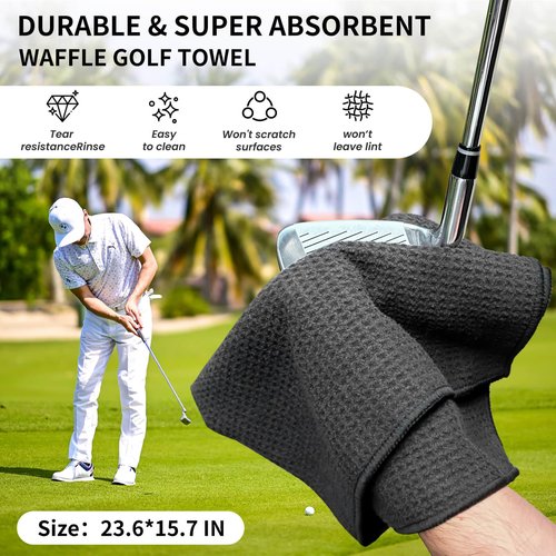 BAPOTH Golf Club Cleaner, Non-Leaking Stretchable Golf Club Brush with Microfiber Golf Towel (23.6 * 15.7 in), Strong Bristles Golf Brush Can Hold 5oz Water, Essentials Golf Accessories for Men