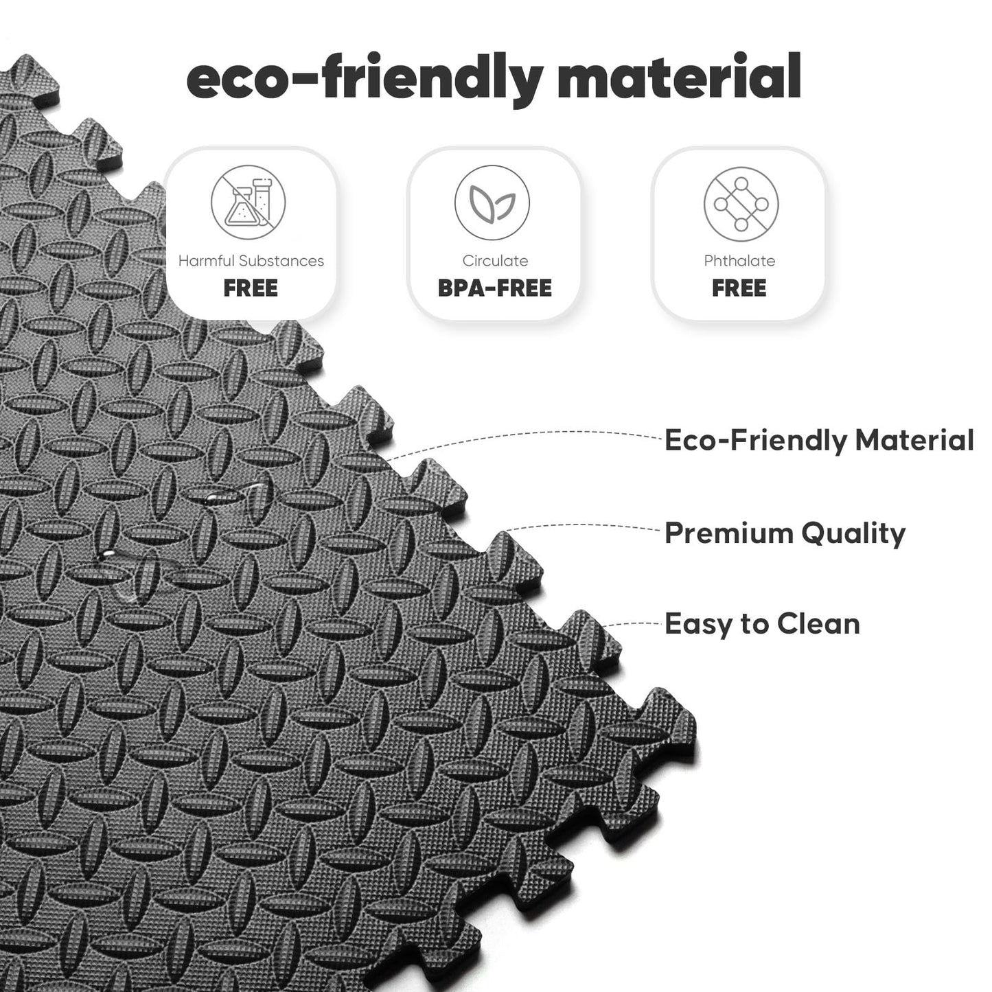 36 Pack Home Gym Mat, Puzzle Exercise Mat, EVA Interlocking Foam Floor Tiles for Home Workout Equipment and Kids' Play Areas - Blue, 24 in x 24 in x ½ in - (Black, 36 Pack (144 SQ FT))