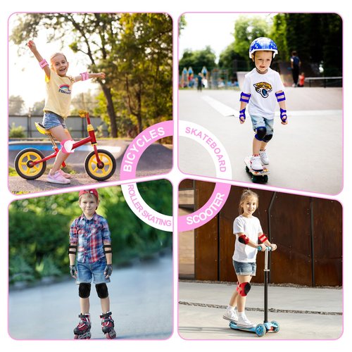 Knee Pads for Kids 3-14 Years Toddler Knee and Elbow Pads with Wrist Guards 3 in 1 for Bicycle Scooter Roller Skates Skateboarding