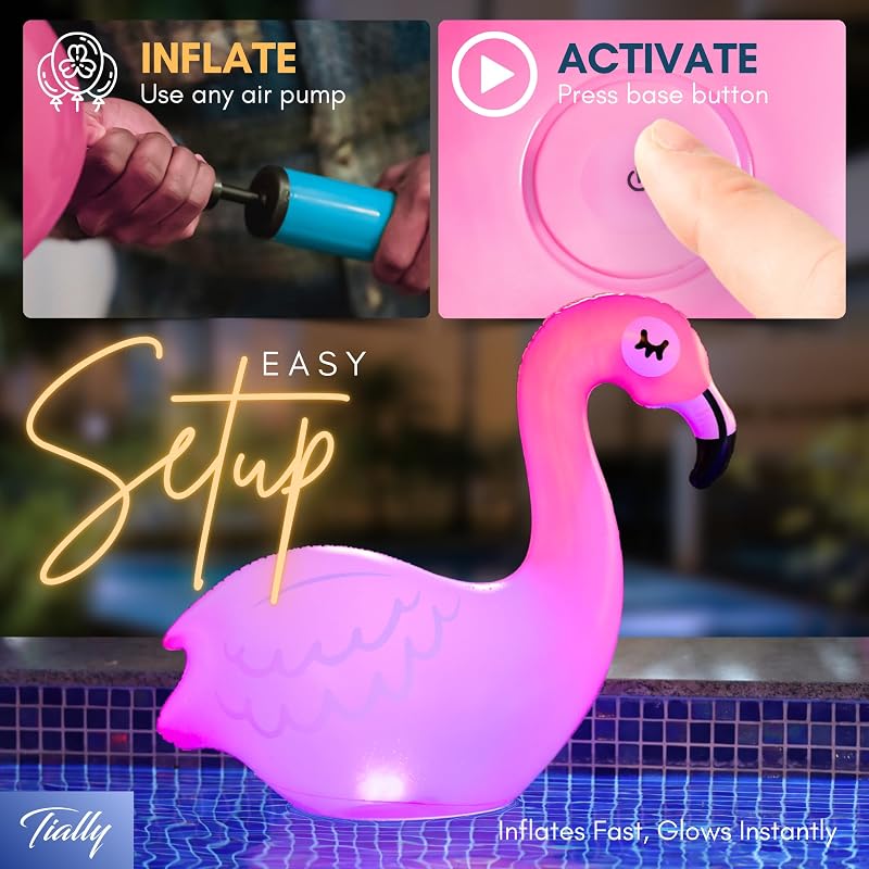 TIALLY Flamingo Pool Lights 2 Pack - Solar Floating Pink Flamingo Luminaries (Variation: Flamingo+2 Pack)