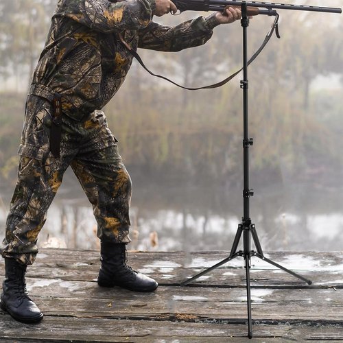 HUNTPAL 16"-62" Hunting Tripod Stand Shooting Stick Gun Rifle Rest With Removable 360 Rotation V Yoke - Versatile Portable Foldable Matt Aluminum Gun Support for Range Practice