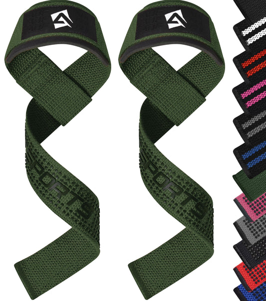 AQF Weight Lifting Straps, Padded Cotton Gym Wrist Straps for Deadlifts