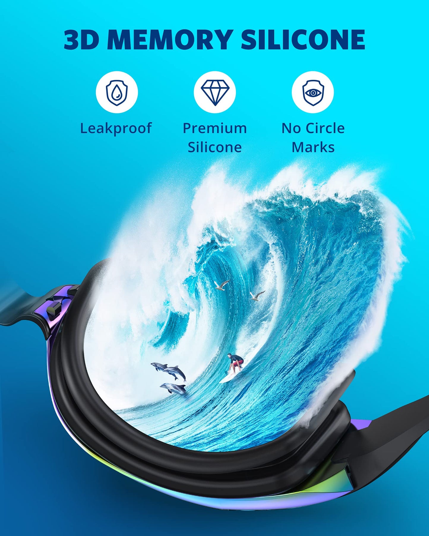 Aegend Swim Goggles, 2 Pack Swimming Goggles No Leaking Adult Men Women Youth, Aqua & Clear With Blue Strap