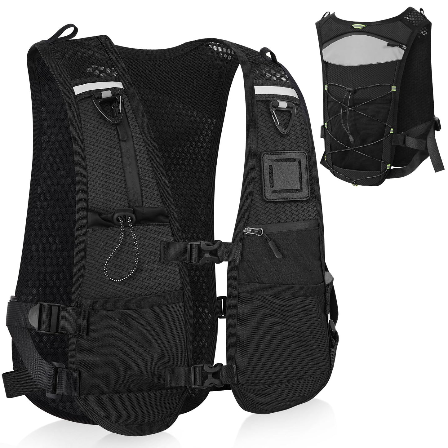 PELLOR Running Vest, Lightweight Hydrated Vest Pack with Multi Pockets, Adjustable Chest Straps Running Hydration Backpack for Running Cycling Hiking