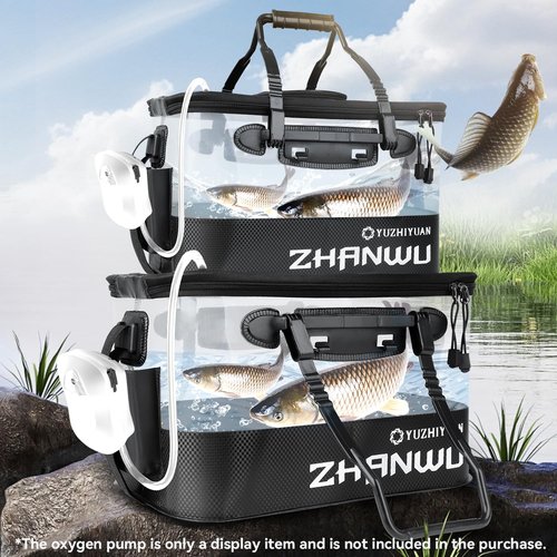 Fishing Bucket Foldable, Live Bait Bucket 6GAL with Breathable Skylight & Aeration Hole, Multi-Functional Live Fish Container for Fishing, Camping, Moving, Thickened EVA & Comfortable Handle