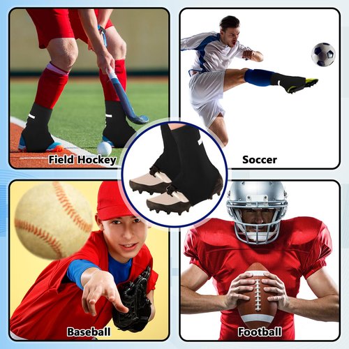 VioraWhite Cross Spat Cleat Covers Football Spats Christian Cross Adjustable Non Slip Cleat Sleeves for Soccer Baseball Softball Field Hockey Fit for Youth Adults Men and Women Gift for Athlete
