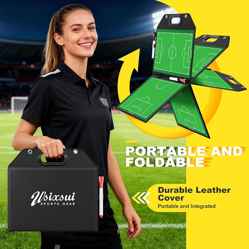 Foldable Soccer Coaching Board with Handle - Dual-Sided Magnetic Playboard (Variation: Soccer)
