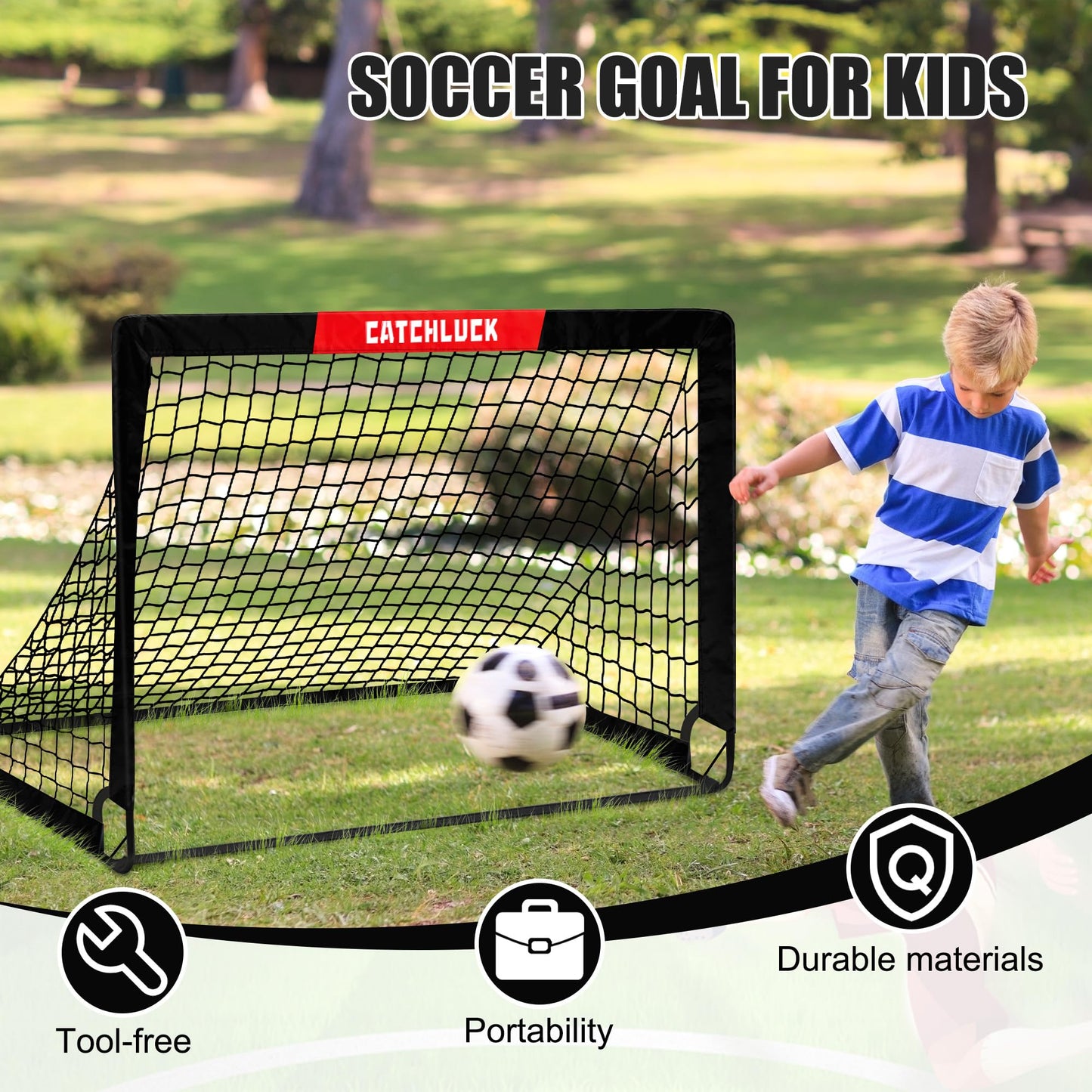 JY Design Pop Up Soccer Goal, Portable Soccer Net for Backyard Soccer Goal Post 3X4ft Target for Indoor Outdoor, Turquoise-100x80x80