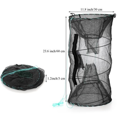 ZENFUN 2 Pcs Fishing Bait Trap, Crab Traps Minnow Traps, Crawfish Trap, Collapsible Net, Foldable Fishing Net Portable Folded Fishing Accessories
