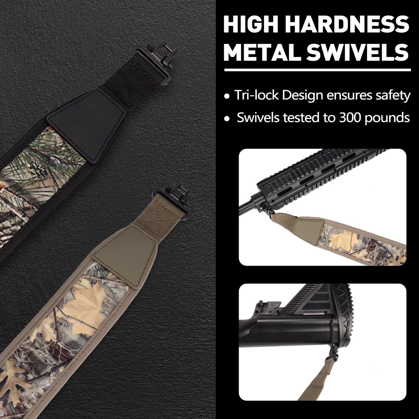 BOOSTEADY Two Point Gun Sling with Swivels,Durable Shoulder Padded Strap,Length Adjustable Gun Strap