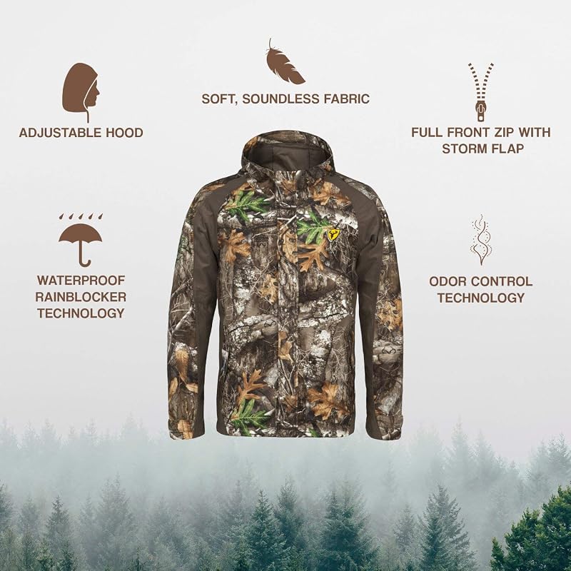 ScentBlocker Drencher Lightweight Waterproof Camouflage Hunting Rain Jacket – Realtree Edge, X-Large