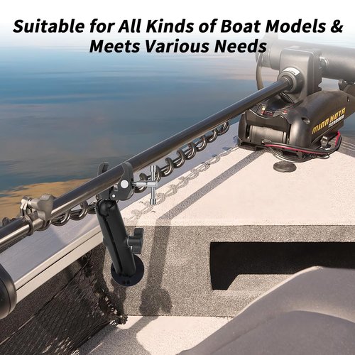 Trolling Motor Stabilizer Mount Support for Minn kota Terrova/Riptide Terrova/Ulterra/PowerDrive, Tough-Claw Boat Trolling Motor Bracket Reduce Bounce, 360° Adjustable, Fits to 0.6" to 2" Diameter Bar