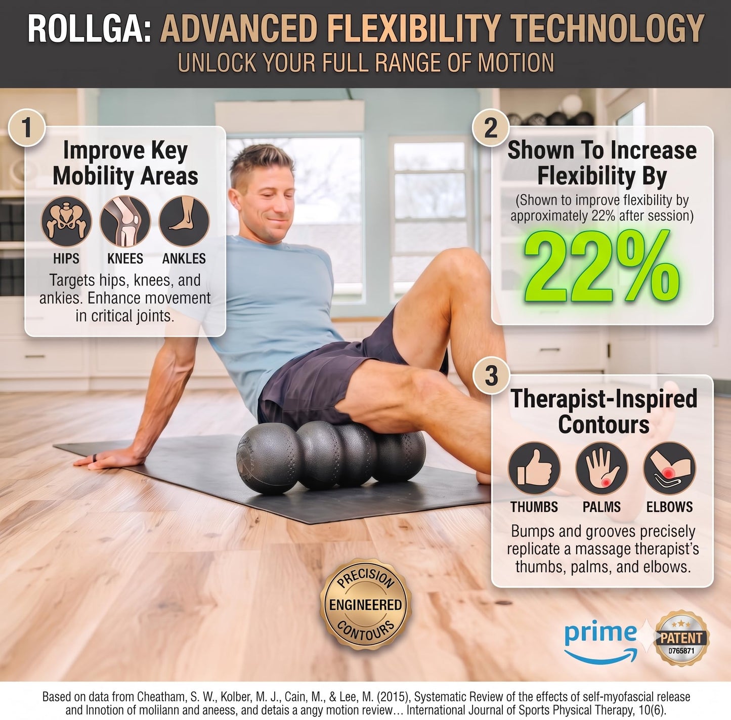 Rollga - High Density Foam Roller for Exercise & Back Pain, 18 inches