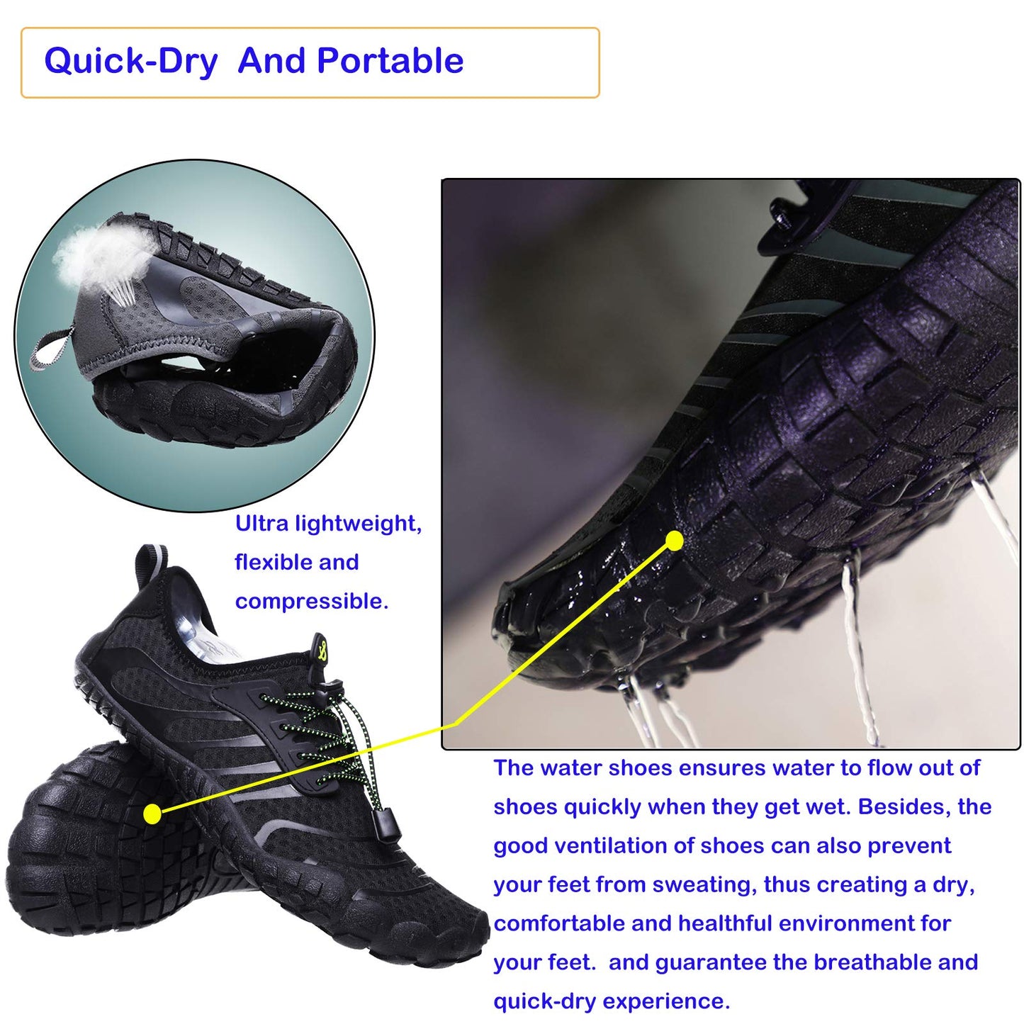Water Shoes Mens Women Barefoot Shoes Quick-Dry Aqua Outdoor Sports for Swim Pool Beach Surf Walk Water Yoga River Lake Hiking Kayaking