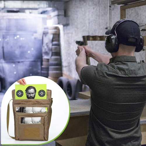 Wowangce Range Target Carry Case for Shooting Range Bag with 3 Zipper Pockets Front Waterproof Accessory Pouch for Shooting Convenient Carrying(Brown)