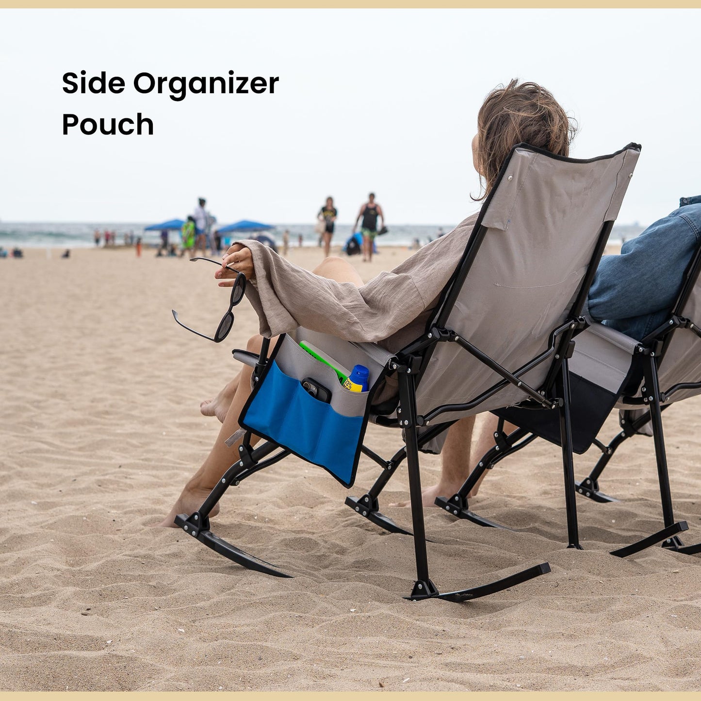 ARROWHEAD OUTDOOR Foldable Rocking Camp Chair, Large Cup Holder