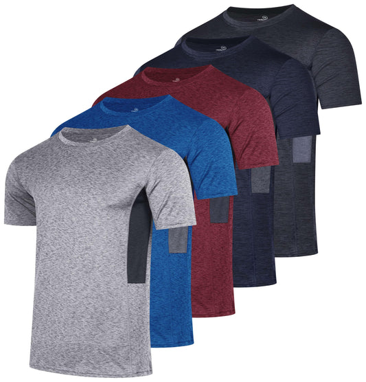 5 Pack Men's Dry Fit Short Sleeve T-Shirt Gym Workout Athletic Running Tee
