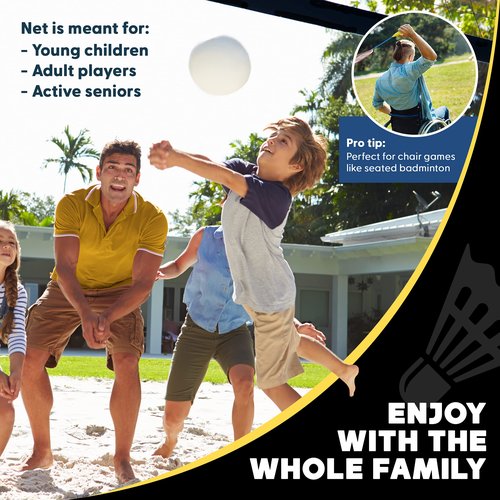 BOULDER Portable Badminton Pickleball Net - Foldable / Extendable Poles for Multiple Sports Heights (UP to 5 ft) - Ideal for Tennis, Pickleball, Soccer Tennis - Easy Setup (Black, 17 FT)