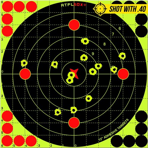 ATFLBOX 12X12 Inch Splatter Adhesive Bullseye Fluorescent Yellow Shooting Target Stickers, Sight in Shooting Range Paper Targets, Rective for Handguns, Rifle, Pistol, Pellet Guns, BB Gun (25 Pack)
