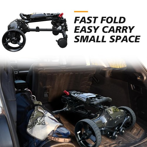 NLIEOPDA Electric Golf Cart with Remote Control, Auto-Follow Golf Push Cart Caddy, All Terrain Foldable Portable Trolley Golf Cart Accessories, Phone-GPS