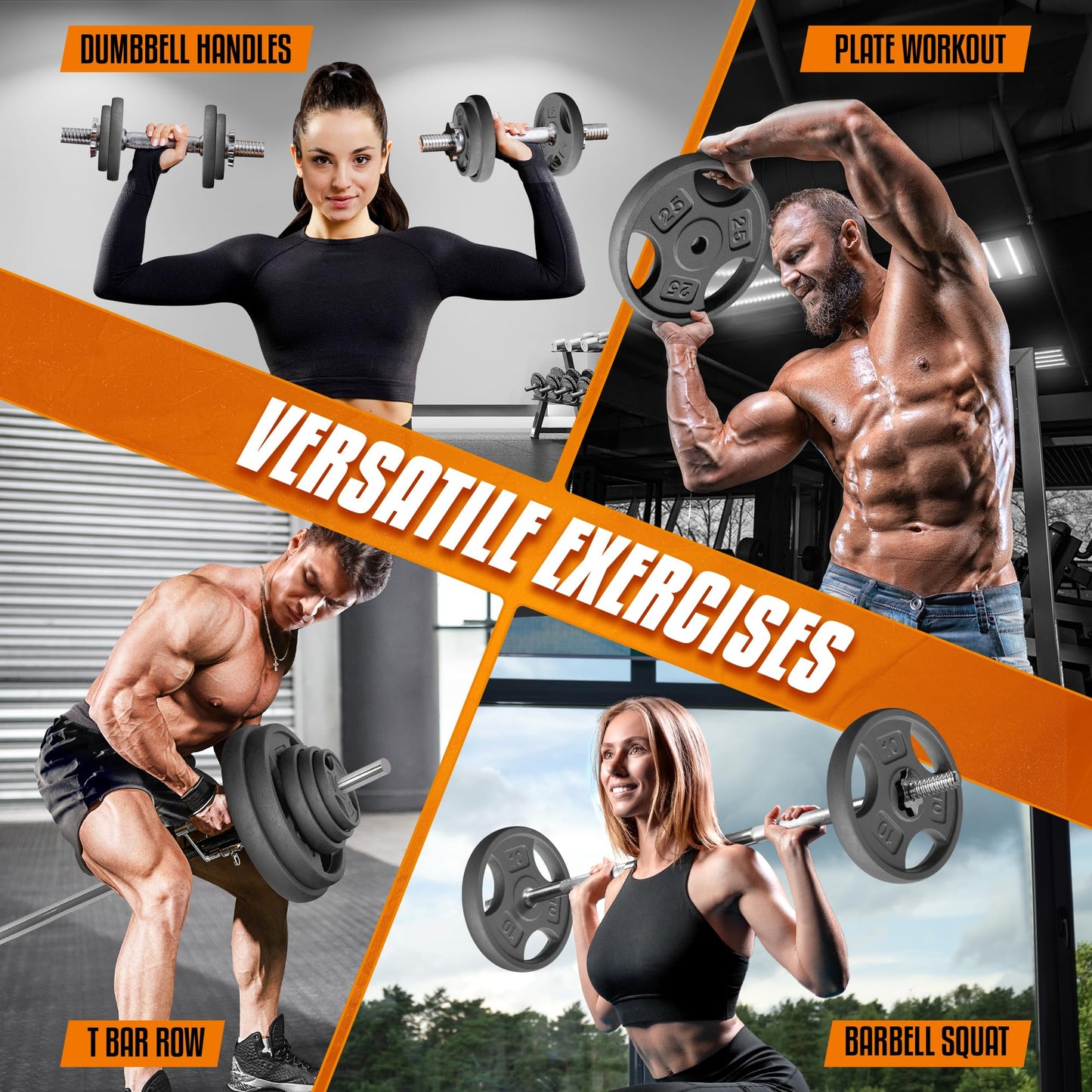 Yes4All 1 Inch Grip Cast Iron Weight Plates for Dumbbells – Standard Weight Plates - 2.5lb - 4pcs