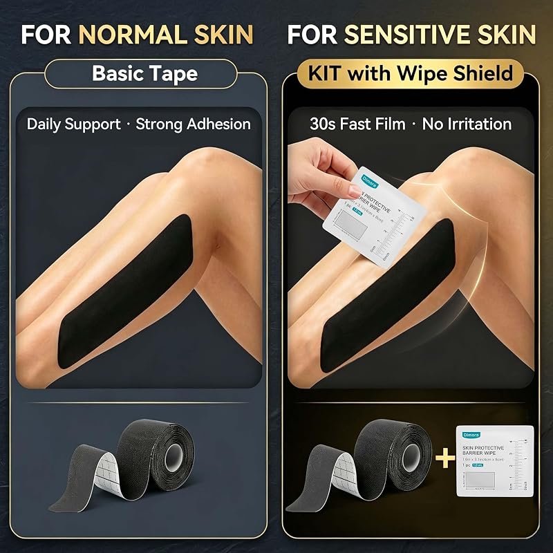 Dimora Kinesiology Tape, Precut 40 Strips on 2 Rolls, 10” Cotton Athletic Tape - Black (Variation: Black+2 Rolls)