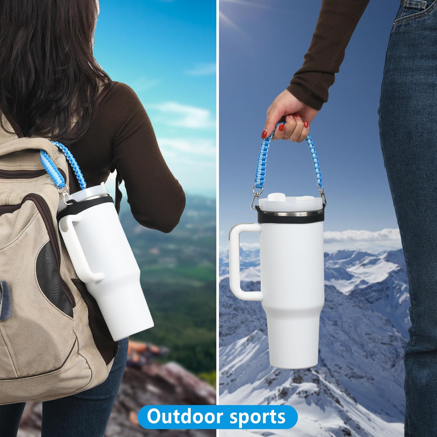 Wongeto Water Bottle Handle Strap - Compatible With Stanley Water Bottle - Paracord Handle for Stanley Cup Accessories(Ocean)