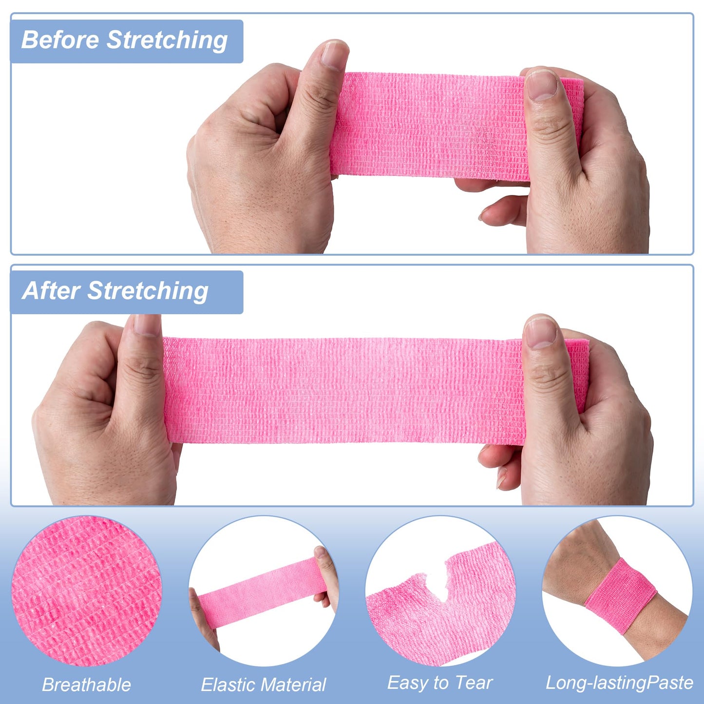 16 Pack Self Adhesive Bandage Wraps,2" X 5 Yards Elastic Bandage Wrap