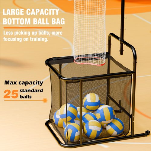 Volleyball Setter Training Equipment, Volleyball Setter Trainer Net with 2 Target Hoop Size,13 Heights & 6 Angles Adjustable, Serving Spiking Drills System with Ball Collection Bag