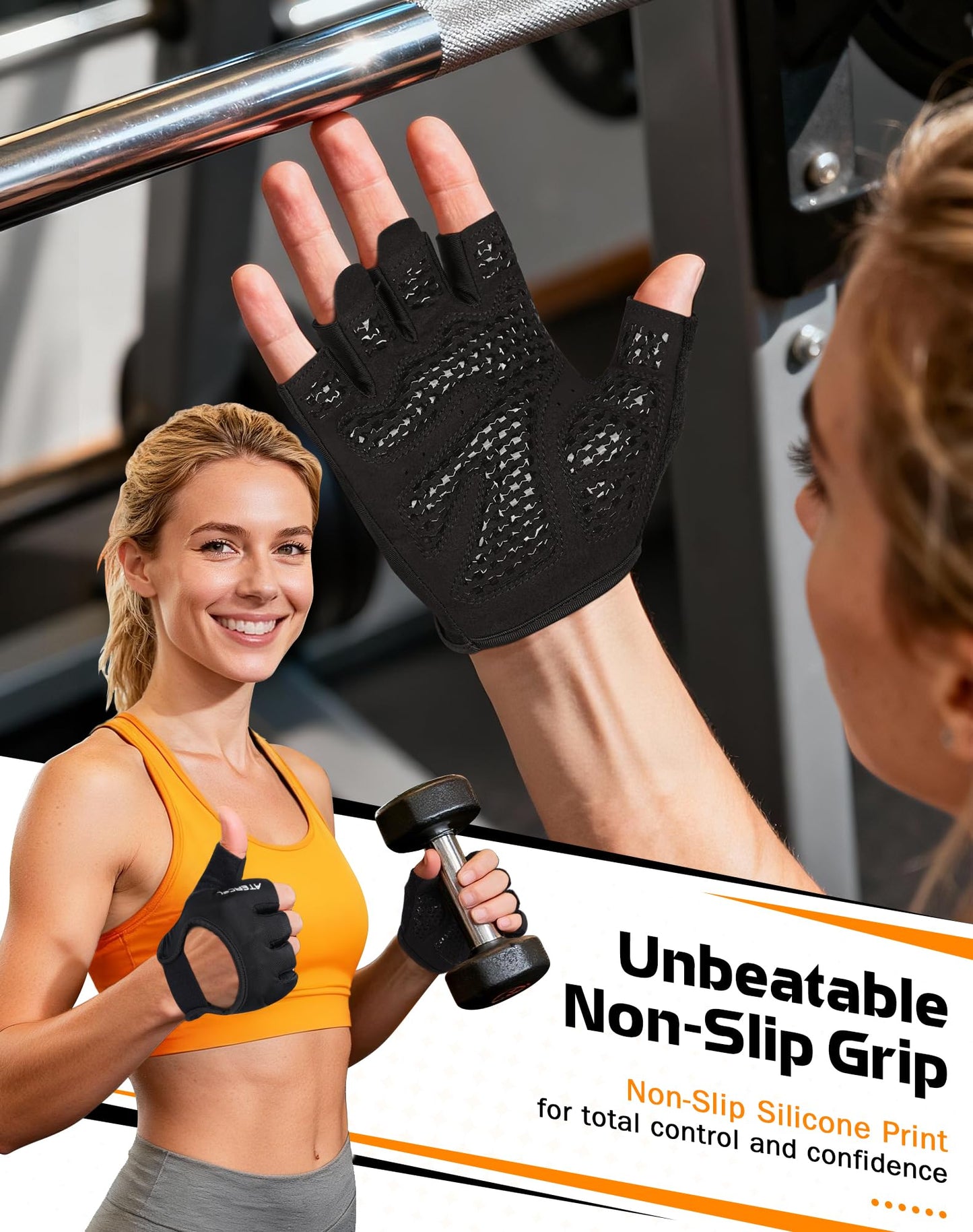 ATERCEL Breathable Workout Gloves, Antislip Weight Lifting Gym Gloves for Men Women, Superior Grip & Palm Protection for Weightlifting, Fitness, Exercise, Training
