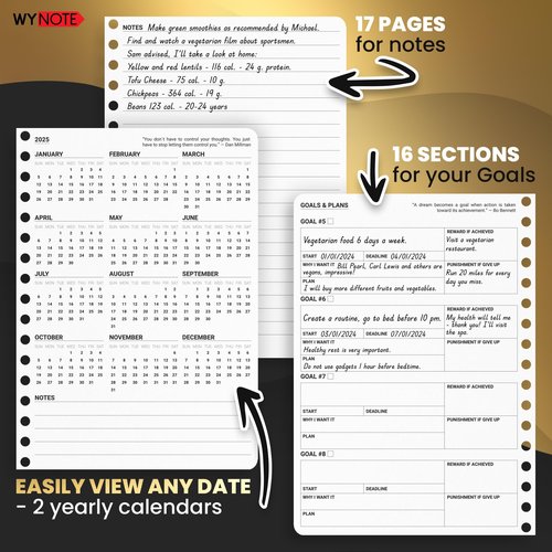 Fitness Journal Black on 150+ Workouts Yearly Calendar 55 Tracking Values - A5 Workout Journal with Fat tracking Muscle Exercises - Planner to 12 items to track 7 comparative periods + Goals